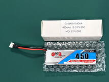 ◆GNB(ガオニン）450MAH 1S 3.7V 80-160C （K110用にNeoHeliオリジナル5 cm充電線＆プラグはMolex-51005）_画像2