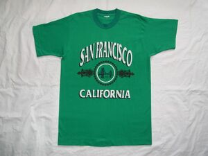 ☆美品・未着用☆ 80s90s USA製 ビンテージ SAN FRANCISCO CALIFORNIA カリフォルニア州 サンフランシスコ Tシャツ sizeM グリーン ☆古着