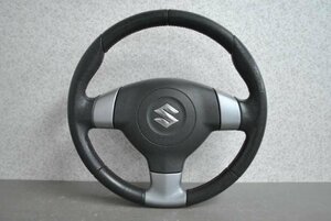 スイフト スポーツ 1型 前期(ZC31S) 純正 破損無 動作保証 ステアリングホイール ハンドル ホーンパット付 赤ステッチ レザー s005404