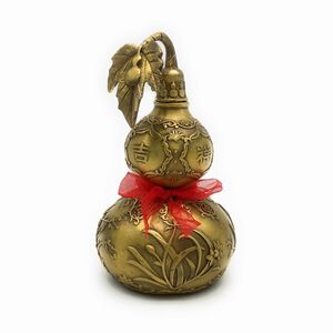  ornament calabash Gold color ... meaning . flower. pattern red ribbon ( small size )