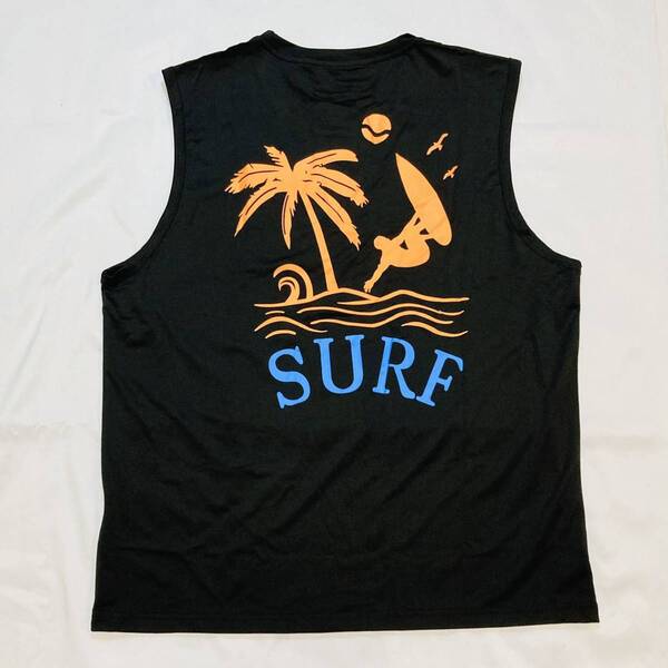 バックロゴタンクトップ SURF ブラック 新品 ノースリーブ メンズMサイズ 送料無料メンズサーフセールオススメ激安