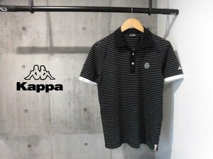 KAPPA GOLF カッパ ゴルフ ボーダー ストレッチ 半袖 ポロシャツO/黒 ブラック/メンズ/KL112SS45/程度良好