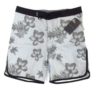 新品◆Hurley◆花柄 RAY LIGHT STRETCH BOARD SHORTS 18 サイズ34 グレー◆ハーレー サーフパンツ ボードショーツ 水着◆J791の画像1