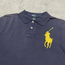 90s Polo by Ralph lauren ポロ ラルフローレン ポロシャツ 半袖 ビッグポニーロゴ ヴィンテージ ネイビー キッズ サイズS 玉FL2935_画像2