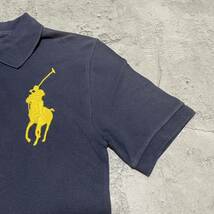 90s Polo by Ralph lauren ポロ ラルフローレン ポロシャツ 半袖 ビッグポニーロゴ ヴィンテージ ネイビー キッズ サイズS 玉FL2935_画像4