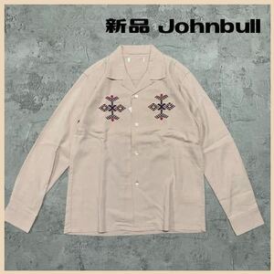 新品定価24420円 Johnbull ジョンブル エンブロイダリー ギャバシャツ レーヨンシャツ 刺繍 オープンカラー ボックス 長袖シャツ 玉FL2909