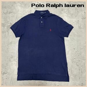 Polo Ralph lauren ポロ ラルフローレン ポロシャツ 半袖 custom fit ビッグシルエット ポニーロゴ ネイビー サイズL 玉FL2934