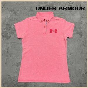 UNDER ARMOUR アンダーアーマー ポロシャツ 半袖 刺繍ロゴ ビッグロゴ ゴルフ golf スポーツ レディース サイズM 玉FL2947