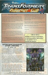 トランスフォーマー アメコミ TFCC TCC Collectors' Club Magazine issue 11 BotCon コレクターズクラブ ボットコン　リーフ newsletter