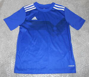 送料185円★adidas キッズ スポーツウェア Tシャツ 140 ブルー AEROREADY ポリエステル100％★美品 ジュニア サッカー アディダス