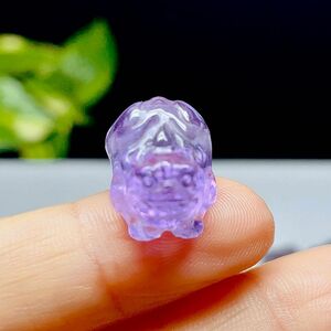 【超美品】貔貅　ヒキュウ　アメジスト　紫水晶　置物　天然石　穴なし　19