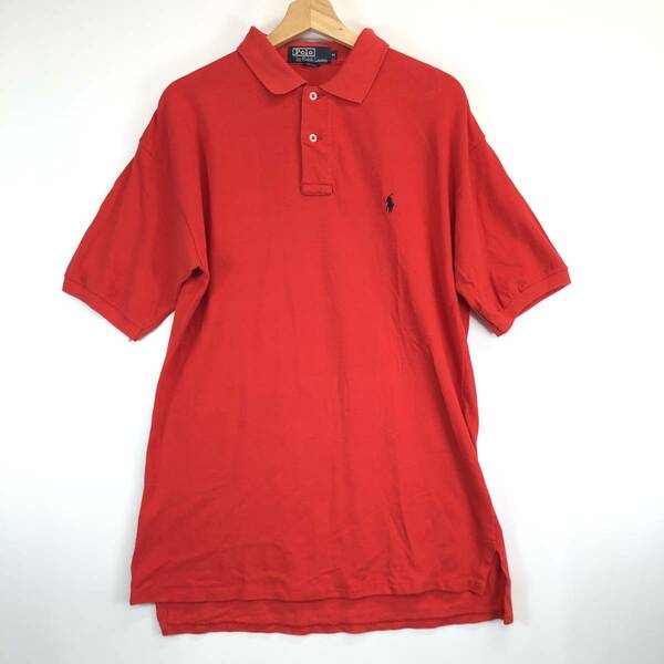 90s USA製 Ralph Lauren ラルフローレン ポロシャツ 半袖 レッド Mサイズ