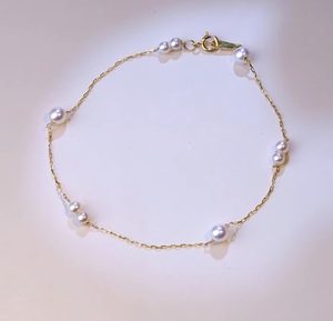 K18YG yellow gold ... pearl bracele baby pearl 18 gold pearl pearl 18K akoya small .. simple Bay Be pearl breath 