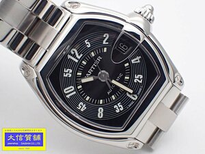 CARTIER Cartier Roadster LM W62004V3 SS self-winding watch black change belt attaching overhaul finishing settled used A [ free shipping ] B-2162