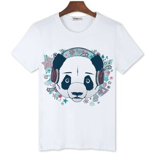 ★パンダ③アート　メンズ　半袖Tシャツ Ｓ　Ｍ　Ｌ　ＬＬ　3L　4L　5L　ホワイト　白　黄　灰　青 イラスト☆新品未使用品☆送料無料☆★