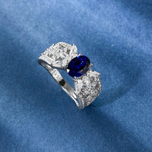 サファイア リング レディース指輪 高級 超綺麗 アクセサリー 高人気 ジュエリー 宝石 豪華絢爛 極上ダイヤモンド ダイヤ cb158_画像3