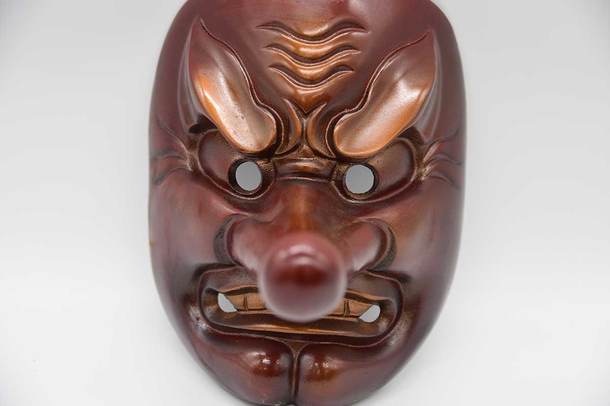 昭和レトロ 木製 伝統工芸 特大 天狗 お面 天狗面 インテリア オブジェ