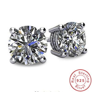 0185★小さなイヤリング,100% スターリングシルバー,合成ダイヤモンド,3カラット,結婚式,婚約の画像1