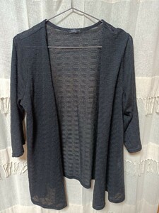 黒色の編み編みカーディガン☆五分袖☆3L☆大きいサイズ