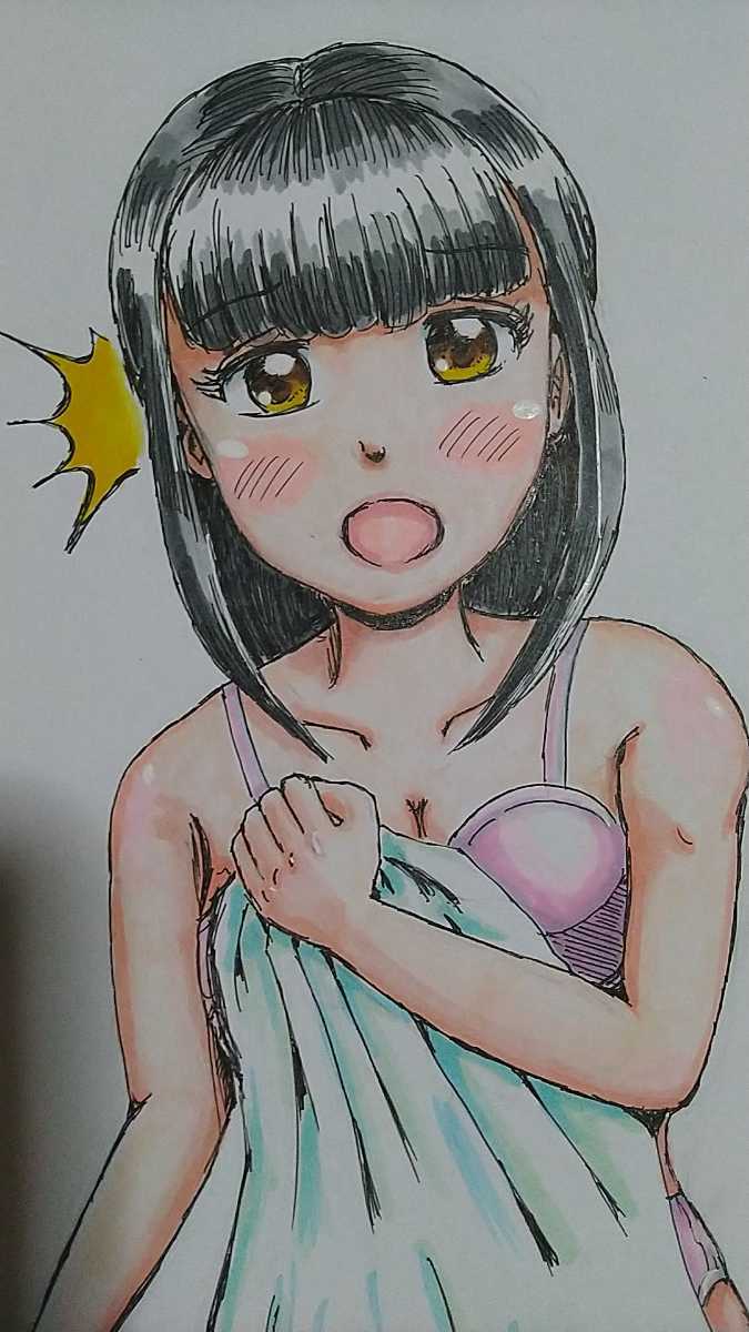 B5 Hand-Drawn artwork illustration girl in bath towel, comics, anime goods, hand drawn illustration