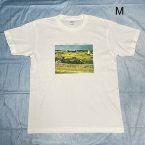 ゴッホ　クロー平野の収穫　綿5.6オンスTシャツ白　Mサイズ　SMLも有り