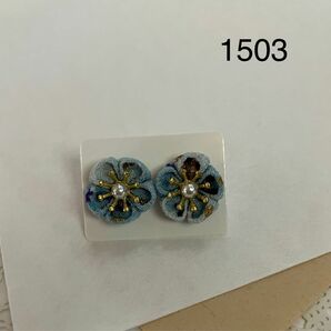 つまみ細工　お花　ピアス　1503