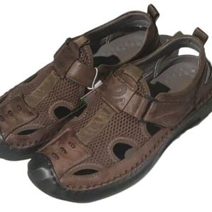 ec2305 カジュアルシューズ ブラウン 26.5cm マイクロファイバーレザー スポーツサンダル カメサンダル グルカサンダル メンズ
