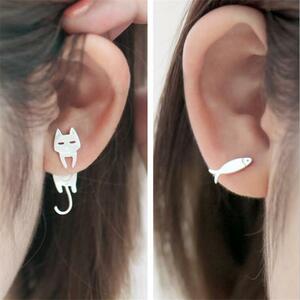  cat fish cat earrings cat animal fish earrings both ear silver Korea fashion .... ground . series mass production type lovely ....