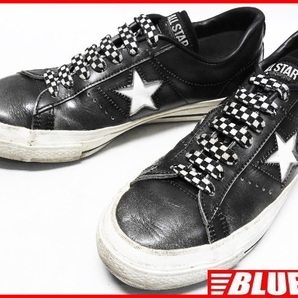 即決★日本製 CONVERSE★27cm ワンスター コンバース 廃盤 メンズ8.5 レザースニーカー 黒 グレー系 レースアップ 本革 オールスター 本皮