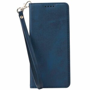 【新品】ストラップ付き 手帳型 Galaxy S22 ケース ネイビー 手帳 カバー スマホケース マグネット ベルトなし シンプル ギャラクシー