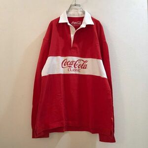 GU/ジーユー 長袖 Coca-Cola ポロシャツ レッド 赤 メンズ M