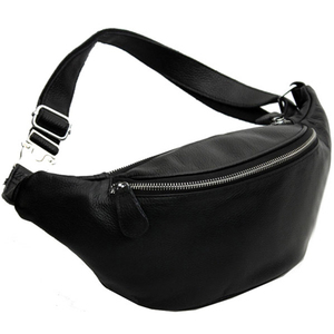  three day month type flexible cow leather belt bag original leather lady's body bag 2WAY casual bicycle bag black . cow 
