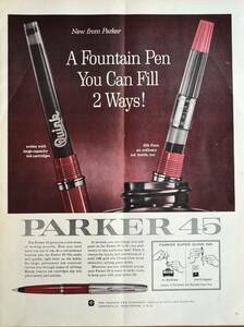 稀少・広告！1961年パーカー万年筆広告/Parker 45 Pen/文房具/P