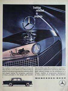 稀少！1962年メルセデス・ベンツ広告/Mercedes-Benz/ドイツ車/旧車/エンブレム/J