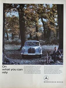 稀少！1963年メルセデス・ベンツ広告/Mercedes-Benz 190/ドイツ車/旧車/シェパード/犬/J