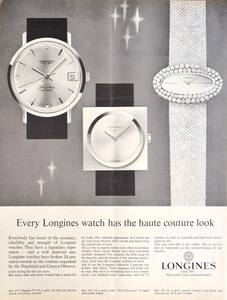 稀少・時計広告！1966年ロンジン 時計広告/Longines Automatic Watches/K