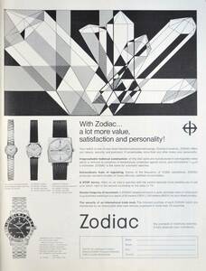 稀少・時計広告！1966年ゾディアック 時計広告/Zodiac Automatic Watches/K