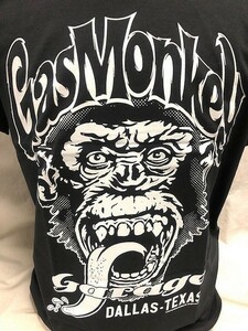 GasMonkey garage ガスモンキーガレージ Tシャツ Mサイズ ブラック×ホワイト ショベル スケーター ローライダー ホットロッド チョッパー 