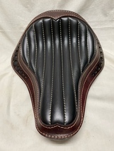 Lucky Custom Leather製 サドルシート イタリアンレザー ダークブラウン×ブラック ショベル ツインカム ブレイクアウト ミルウォーキー8_画像3