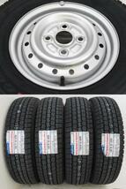 新品タイヤ 中古鉄ホイールセット 145R12 6PR LT 12インチ 12x3.5B 4穴 PCD100 145/80R12 80/78N 相当 冬 a18039_画像6