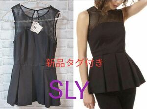 新品タグつき SLY MESHフリルタンクTUNIC　スライ　チュニック　ペプラム　メッシュ　チュール　159