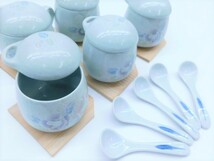 ★上0949 5客セット 茶碗蒸し器 スプーン コースター 蓋付き 蓋茶碗 蓋付き碗 蓋物碗 蒸し茶碗 手付きカップ 和食器 / 陽_画像1