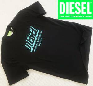 新品★ディーゼル DIESEL★ブラック グラフィック Tシャツ★ブルー 3D ロゴ プリント★オーガニック コットン 黒 XL☆243