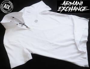  новый товар * Armani * белый рубашка-поло * темно-синий . Logo * удобный . стрейч короткий рукав вязаный рубашка белый XL*A/X ARMANI*997