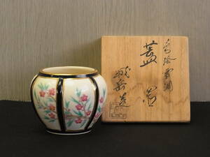 t1220 蔵出 茶道具 橋本城岳 色絵雪洞蓋置 在銘 共箱 伝統工芸 京焼 ぼんぼり 茶器