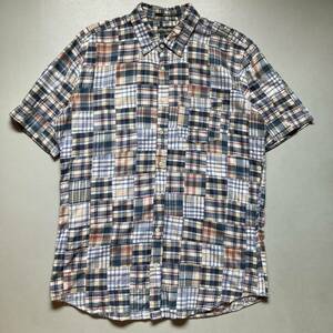 00s Eddie Bauer patchwork S/S shirt エディバウアー　半袖シャツ チェック柄 ボタンダウン 古着 パッチワークシャツ