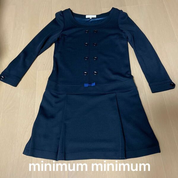 minimum minimum紺色長袖ワンピース