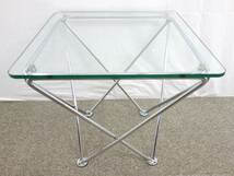 クリアガラス サイドテーブル ◆ 幅550 奥行550 高さ520mm ◆ コーヒーテーブル ローテーブル_画像1