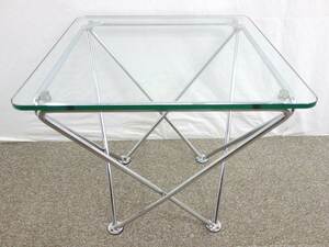 クリアガラス サイドテーブル ◆ 幅550 奥行550 高さ520mm ◆ コーヒーテーブル ローテーブル