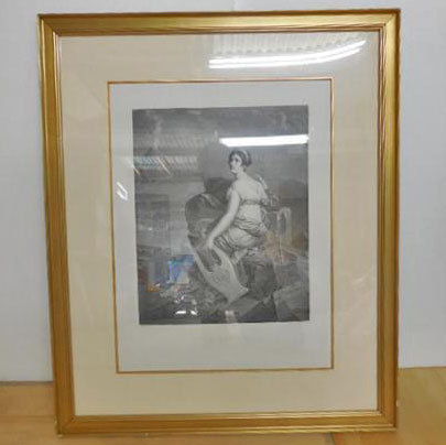 회화 ◆ 거문고를 가진 여인 F. 실라르드 루브르 박물관 동판화전 ◆ 가로 700 x 세로 20 x 높이 840mm, 삽화, 인쇄물, 동판 조각, 에칭